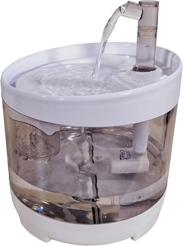 2L Automatic pet water fountain with adjustable water flows, Transparent water tank, Filtration system, and Ultra-quiet water pump, USB-Powered Dog water fountain, BPA Free Material (White)