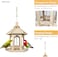 Wooden hanging feeder for attracting hummingbirds and small birds, Automatic seed dispenser with Transparent acrylic design and Hanging Rope, Weather-resistant 25 cm (Beige)