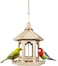 Wooden hanging feeder for attracting hummingbirds and small birds, Automatic seed dispenser with Transparent acrylic design and Hanging Rope, Weather-resistant 25 cm (Beige)