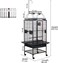 Large bird cage with Feeding bowls, Wooden perches, and Metal wire, 205 cm Parrot cage with Play top, Mesh shelf, Removable tray and Rolling stand, Hanging bird toy, Indoor-outdoor use (Black)