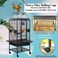 Large bird cage with Feeding bowls, Wooden perches, and Metal wire, 205 cm Parrot cage with Play top, Mesh shelf, Removable tray and Rolling stand, Hanging bird toy, Indoor-outdoor use (Black)