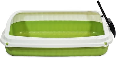 Large cat litter pan with Ventilated Design, Enclosed, Durable plastic and Easy to clean, 59 cm Cat Toilet with Removable, Litter Scoop, Top entry, Odor resistant and Raised Rim, Splash-proof (Green)