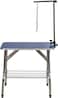 Foldable Pet Grooming Table with Non-slip surface, Folding crossbeams, and Portable, Beauty station for small to medium pet, Space saving design, Storage Basket, Adjustable Arm &amp; Noose, 145 cm (Blue)