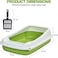 Semi-enclosed Cat litter box for Large-sized cats, Odor control plastic cat toilet with Litter scoop, Grid design, Lightweight, and Raised fence, Detachable for easy cleaning, 59 cm (Green)