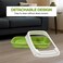 Semi-enclosed Cat litter box for Large-sized cats, Odor control plastic cat toilet with Litter scoop, Grid design, Lightweight, and Raised fence, Detachable for easy cleaning, 59 cm (Green)
