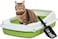 Semi-enclosed Cat litter box for Large-sized cats, Odor control plastic cat toilet with Litter scoop, Grid design, Lightweight, and Raised fence, Detachable for easy cleaning, 59 cm (Green)