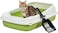 Semi-enclosed Cat litter box for Medium-sized cats, Odor control plastic cat toilet with Litter scoop, Grid design, Lightweight, and Raised fence, Detachable for easy cleaning, 49 cm (Green)