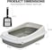Semi-enclosed Cat litter box for Medium-sized cats, Odor control plastic cat toilet with Litter scoop, Grid design, Lightweight, and Raised fence, Detachable for easy cleaning, 49 cm (Grey)