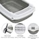 Semi-enclosed Cat litter box for Small-sized cats, Odor control plastic kitten toilet with Litter scoop, Grid design, Lightweight, and Raised fence, Detachable for easy cleaning, 37 cm (Grey)