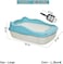Anti-splash cat litter box with Enclosed design, Easy to clean, Durable plastic material and Removable, 56 cm Cat Litter Pan with Scoop, Portable, Large size, High fence, and All size cats (Blue)
