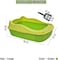 Anti-splash cat litter box with Enclosed design, Easy to clean, Durable plastic material and Removable, 56 cm Cat Litter Pan with Scoop, Portable, Large size, High fence, and All size cats (Green)