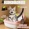 Anti-splash cat litter box with Enclosed design, Easy to clean, Durable plastic material and Removable, 56 cm Cat Litter Pan with Scoop, Portable, Large size, High fence, and All size cats (Pink)