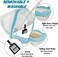 Anti-splash cat litter box with Enclosed design, Easy to clean, Durable plastic material and Removable, 47 cm Cat Litter Pan with Scoop, Portable, High fence, and Small to Medium size cats (Blue)