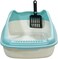 Anti-splash cat litter box with Enclosed design, Easy to clean, Durable plastic material and Removable, 47 cm Cat Litter Pan with Scoop, Portable, High fence, and Small to Medium size cats (Blue)