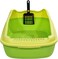 Anti-splash cat litter box with Enclosed design, Easy to clean, Durable plastic material and Removable, 47 cm Cat Litter Pan with Scoop, Portable, High fence, and Small to Medium size cats (Green)