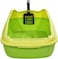 Anti-splash cat litter box with Enclosed design, Easy to clean, Durable plastic material and Removable, 38 cm Cat Litter Pan with Scoop, Portable, High fence, and ideal for small cats (Green)