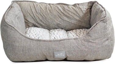 Dog Bed with Warm Fleece, Non-slip, Machine Washable, Idea for Small to Medium pets, 60 cm Pet furniture with Raised rim, Calming pet sofa, Sleeping bed, Breathable and Orthopedic Dog sofa (Beige)