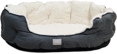 Large cushion, Dog bed with Anti-slip, Plush fabric, High sides and Thick padded, Large dog sofa with Washable, Tear Resistant sofa, Polyester, Light weight and Durable, 95 cm Pet Bed (Dark Grey)