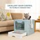 Foldable enclosed cat litter box with Top &amp; Front entry, Transparent door, Sand filter pedal, Litter scoop, and Drawer type, Splash-proof design cat toilet for Indoor cats, Easy to clean 50 cm (Green)