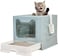 Foldable enclosed cat litter box with Top &amp; Front entry, Transparent door, Sand filter pedal, Litter scoop, and Drawer type, Splash-proof design cat toilet for Indoor cats, Easy to clean 50 cm (Green)