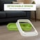 Semi-enclosed cat litter box with Litter scoop, High sides, Grid design, and detachable design, Durable lightweight cat toilet, Suitable for Indoor/Outdoor use, Easy to clean, 59 cm (Green)