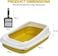 Semi-enclosed cat litter box with Litter scoop, High sides, Grid design, and detachable design, Durable lightweight cat toilet, Suitable for Indoor/Outdoor use, Easy to clean, 59 cm (Yellow)