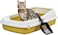 Semi-enclosed cat litter box with Litter scoop, High sides, Grid design, and detachable design, Durable lightweight cat toilet, Suitable for Indoor/Outdoor use, Easy to clean, 59 cm (Yellow)