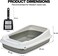 Semi-enclosed cat litter box with Litter scoop, High sides, Grid design, and detachable design, Durable lightweight cat toilet, Suitable for Indoor/Outdoor use, Easy to clean, 49 cm (Grey)