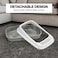 Semi-enclosed cat litter box with Litter scoop, High sides, Grid design, and detachable design, Durable lightweight cat toilet, Suitable for Indoor/Outdoor use, Easy to clean, 49 cm (Grey)