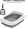 Semi-enclosed cat litter box with Litter scoop, High sides, Grid design, and detachable design, Durable lightweight cat toilet, Suitable for Indoor/Outdoor use, Easy to clean, 37 cm (Grey)