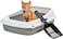 Semi-enclosed cat litter box with Litter scoop, High sides, Grid design, and detachable design, Durable lightweight cat toilet, Suitable for Indoor/Outdoor use, Easy to clean, 37 cm (Grey)