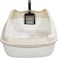 Large Cat Litter Pan for all size cats, Durable plastic and Removable design, 56cm Cat litter box with Scoop, Enclosed design, High fence and Anti-splash, Pet waste box with Easy to clean (Beige)