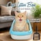 Large Cat Litter Pan for all size cats, Durable plastic and Removable design, 56cm Cat litter box with Scoop, Enclosed design, High fence and Anti-splash, Pet waste box with Easy to clean (Blue)