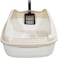 Cat Litter Pan for Small to Medium Cats, Durable plastic and Removable design, 47 cm Cat litter box with Scoop, Enclosed design, High fence and Anti-splash, Pet waste box with Easy to clean (Beige)