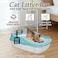 Cat Litter Pan for Small to Medium Cats, Durable plastic and Removable design, 47 cm Cat litter box with Scoop, Enclosed design, High fence and Anti-splash, Pet waste box with Easy to clean (Blue)