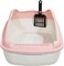 Cat Litter Pan for Small to Medium Cats, Durable plastic and Removable design, 47 cm Cat litter box with Scoop, Enclosed design, High fence and Anti-splash, Pet waste box with Easy to clean (Pink)