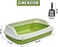 Open top cat litter box with Large size, Durable plastic, Scoop, Removable and Easy to clean, 59 cm Pet Litter tray with High Fence, Splash guard, Enclosed, Portable &amp; Ideal for All size cats, (Green)