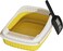 Cat litter box for Medium cats, Semi-enclosed cat toilet with Litter scoop, High sides, Splash-proof, Sand filter pedal, and Detachable design, Ideal for Indoor &amp; Outdoor use, 48 cm (Yellow)