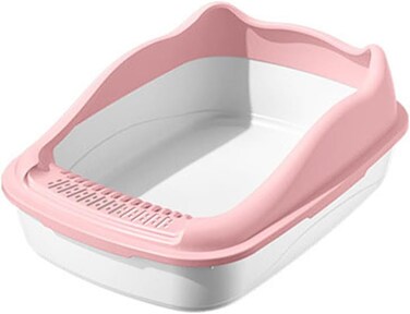 Cat toilet for Large-sized cats, Splash-proof cat litter box with Raised sides, Litter scoop, Sand filter pedal, and Detachable design, Suitable for Indoor/Outdoor use, Easy to clean, 56 cm (Pink)