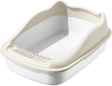 Cat toilet for Large-sized cats, Splash-proof cat litter box with Raised sides, Litter scoop, Sand filter pedal, and Detachable design, Suitable for Indoor/Outdoor use, Easy to clean, 56 cm (White)
