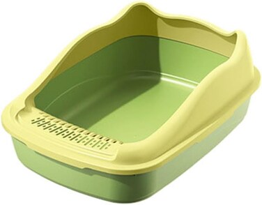 Cat toilet for Medium-sized cats, Splash-proof cat litter box with Raised sides, Litter scoop, Sand filter pedal, and Detachable design, Suitable for Indoor/Outdoor use, Easy to clean, 48 cm (Green)