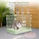 Portable Cat Cage with Secure Lock, Wheels, and Heavy-Duty Metal Wire, 71 cm Pet Cage with Wide Front Door, Easy Assemble &amp; Easy to Clean, Indoor-Outdoor Cage (Green)