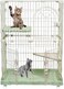 Double-layer Cat Playpen with Large Platforms, Wheels, Multiple Entry Doors and Secure Lock, 102 cm Durable Metal Construction, Indoor-Outdoor Pet Crate, Quick Assembly &amp; Easy Cleaning (Green)
