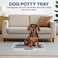 Flat dog training tray with Detachable grid pads holder, Handle design, and Non-slip base, Dog toilet for Small to medium dogs, Can be used both Indoor/Outdoor, 50 cm (White)