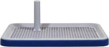 Dog toilet for small to medium dogs, Detachable plastic dog potty trainer with Pee guide post, Grid design, and Portable design, Ideal for Indoor/Outdoor use, 51 cm (Blue)