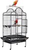 Large bird cage with Open-top design, Food bowls, Wooden perches, Seed guard, Slide-out tray, and Universal wheels, Sturdy metal bird cage for Parrots, Cockatiel, Easy assembly, 168 cm (Black)