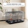 Breeding bird cage for Small-sized birds, Sturdy metal bird cage with Divider, Wooden perch, Feeding cups, and Removable tray, Ideal for Indoor/Outdoor use, 76 cm (Black)