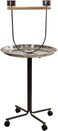 Parrot play stand with Rolling wheels, Ideal for Medium to Large birds, Indoor-Outdoor use, Viewing and Interactive Play, 130 cm Bird stand with Mess Tray, Feeding bowls, and Perch, Portable (Grey)