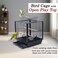 52cm Parrot Cage with Feeding Bowls, Wooden Perches and Play Top, Sturdy Metal Bird Cage with Tray, Portable Design for Indoor Outdoor Use, Ideal for Lovebirds, Cockatiels, and Parakeets (Black)