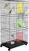 Bird cage for Lovebirds, Cockatiel and Parrot, Heavy-Duty Construction, Removable Base Pan, and Ventilation, 140 cm Large bird cage with Lockable doors, Tray, Perches, and Feeding cups (Black)